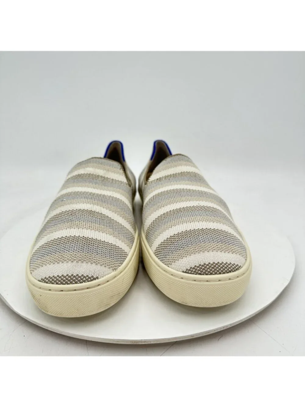 Rothys The Sneaker Slip On Women Size 12 White Grey Striple Casual Comfort Shoes - Picture 7 of 11